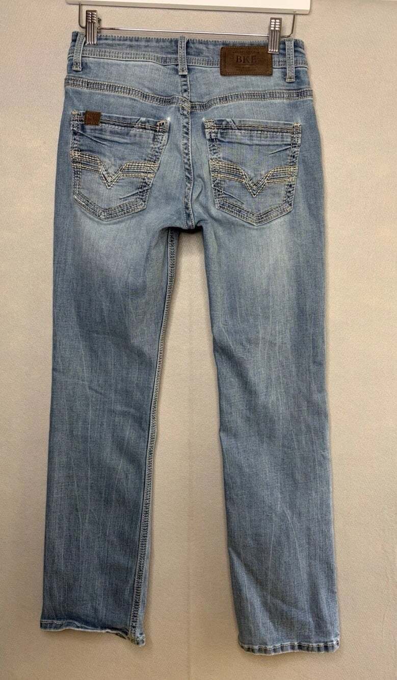 BKE Aiden Mens Straight Leg Jeans 28x30 Medium Wash Blue Durable Denim Stretch